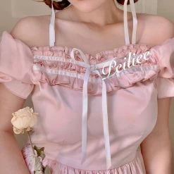 Peiliee Shop [Peiliee Design 5 Years Anniversary] Sakura Soft Satin Dress Set New Arrivals