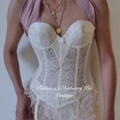Peiliee X Blueberry Pie Vintage New Arrivals [Vintage Rework] Vintage Corset Bustier In Cream Beige Corset