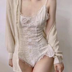 Vintage Inspired Moon Knows My Secret Bodysuit Lace Lingerie