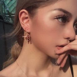 Peiliee Shop New Arrivals Saint Rose Crystal Cross Earring