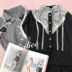 Peiliee Shop [Sweden Warehouse] By Peiliee - Afternoon Tea At Tiffany Gingham Babydoll Mini Dress Lolita 1997 Style