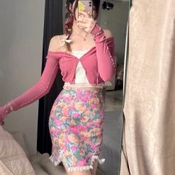 New Arrivals [Premium Selected] Plum Baby Floral Skirt (Designer Arilf)