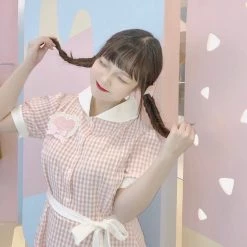 [Premium Selected] Arrived In Dream Land Gingham Dress (designer Rose Candy)