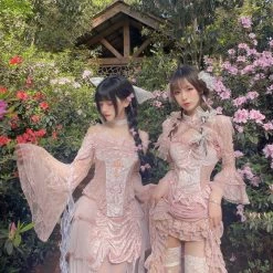 Blood Supply Summer 2022 Sakura Dream Velvet Corset Top With Sleeves