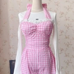Peiliee Shop New Arrivals Sea Kissed Sailor Gingham Bodysuit Dress