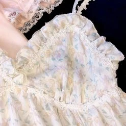 Japanese Lingeire Sunflower Girls Floral Chiffon Dress