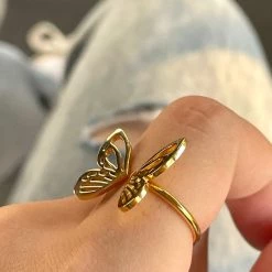 Peiliee Shop Golden Butterfly Ring