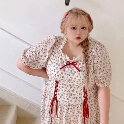 DAJUN Peach Sparkle Floral Dress New Arrivals