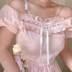 Peiliee Shop [Peiliee Design 5 Years Anniversary] Sakura Soft Satin Dress Set New Arrivals