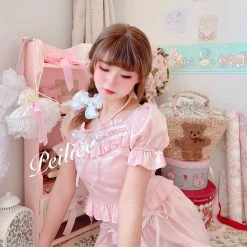 Peiliee Shop [Peiliee Design 5 Years Anniversary] Sakura Soft Satin Dress Set New Arrivals