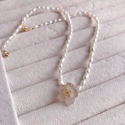 Jewelry New Arrivals Sakura Crystal Natural Gem Stone Necklace Bracelet Set