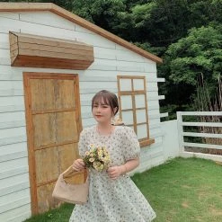 Peiliee Shop New Arrivals [Premium Selected] Romantic Melody Floral Cotton Dress