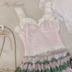 My Favorite 2022 New Arrivals [Basic] Strawberry Cheese Cake Lace Top