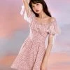 Mummy Cat New Arrivals Strawberry Mist Floral Mini Dress