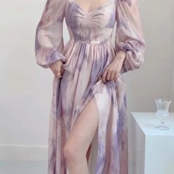 Vintage Inspired Lilac Floral Dress Gown New Arrivals