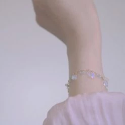 Handcrafts Marketplace New Arrivals Moonset Over The Sea Handmade Crystal 14k Gold Bracelet Birth Stone Of June