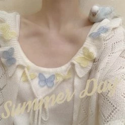RIBERRY [Basic] Butterfly Aroma Cardigan Vest Top Set New Arrivals