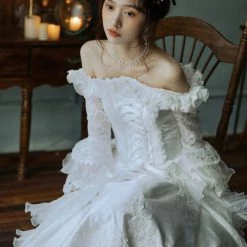 Tailor Made Wedding Dress New Arrivals [Tailor Wedding Dress] Princess Angelic Gothic Style Wedding Dress Customized Size