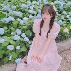 Rose Candy Rose Love Baby Doll Puff Sleeves Dress