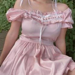 Peiliee Shop [Peiliee Design 5 Years Anniversary] Sakura Soft Satin Dress Set New Arrivals