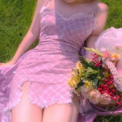 [Premium Selected] Love Diary Cherry Gingham Mini Dress [Designer Arilf] New Arrivals