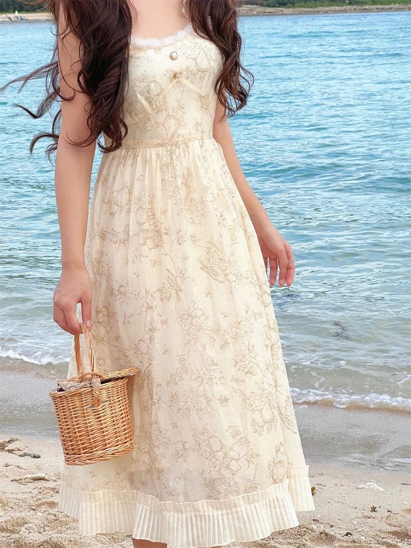 Boss JIA Girls In The Oil Painting Vintage Style Floral Midi Dress Summer 2022 1 Boss JIA Girls In The Oil Painting Vintage Style Floral Midi Dress Summer 2022