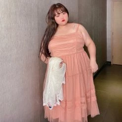 DAJUN New Arrivals [Curve Beauty] Peach Fairy Dress