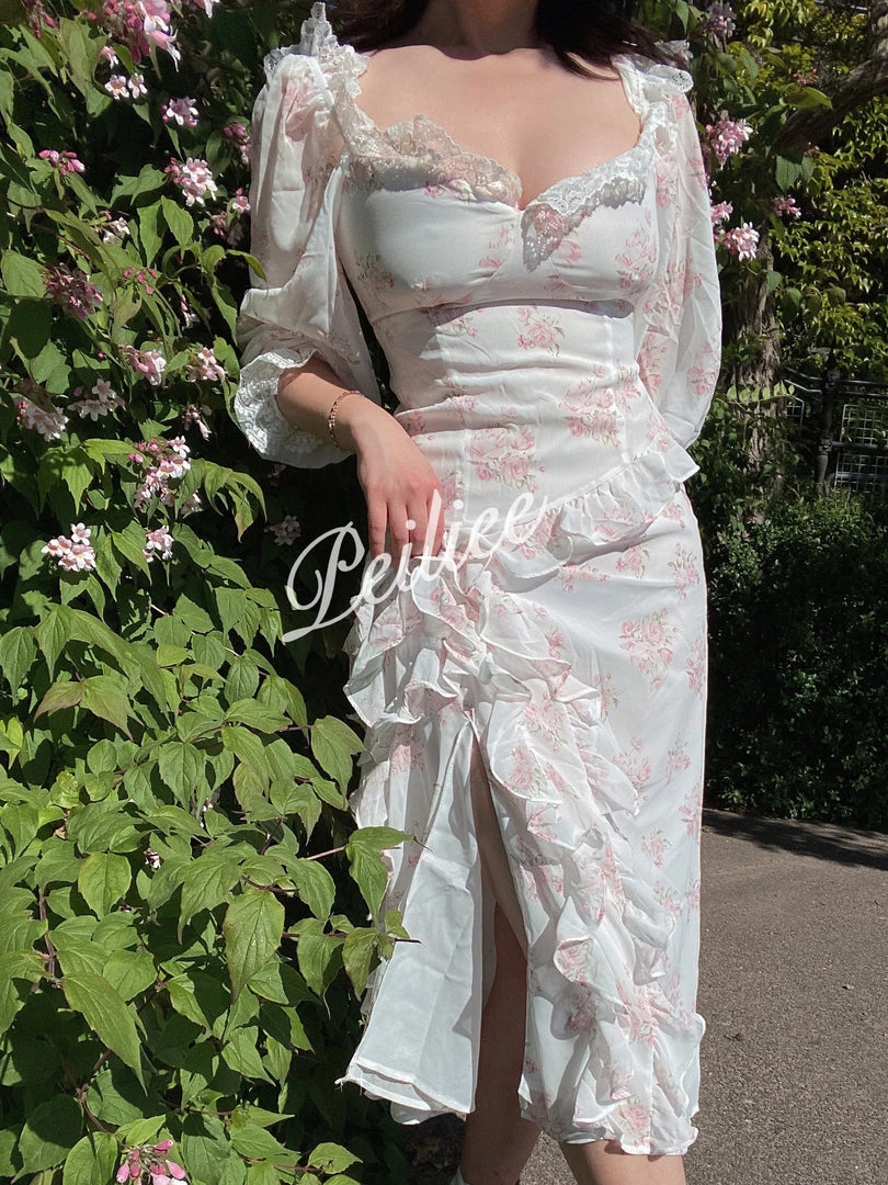 Basic Fashion Floral Garden Chiffon Dress New Arrivals 4 Basic Fashion Floral Garden Chiffon Dress New Arrivals