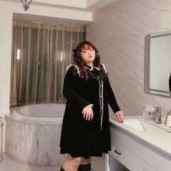 DAJUN [Curve Beauty] Rose For My Queen Gothic Velvet Vintage Dress New Arrivals