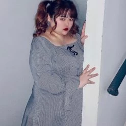 DAJUN New Arrivals [Curve Beauty] Goth Babydoll Gingham Vintage Dress