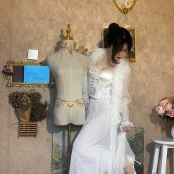 MANXI VINTAGE [Limited Edition] Butterfly Garden Chiffon Cardigan Skirt Set New Arrivals