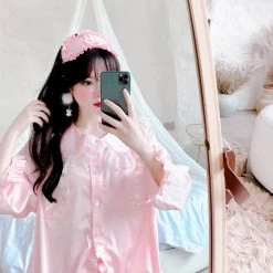 Summer Joy Angelic Rosé Satin Lounge Wear Set