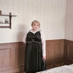 DAJUN Summer 2022 [Curve Beauty] My Queen Velvet Lace Vintage Dress