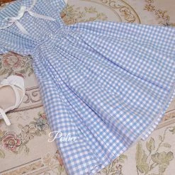 [Customized] Cloud Sailor Blue Gingham Babydoll Dress New Arrivals