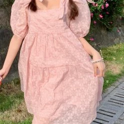 Rose Candy Rose Love Baby Doll Puff Sleeves Dress