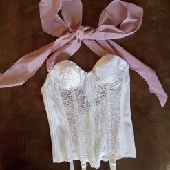 Peiliee X Blueberry Pie Vintage New Arrivals [Vintage Rework] Vintage Corset Bustier In Cream Beige Corset