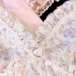 Japanese Lingeire Sunflower Girls Floral Chiffon Dress