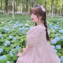 Rose Candy Rose Love Baby Doll Puff Sleeves Dress