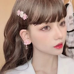 Peiliee Shop New Arrivals Sakura Rain Fairy Dream Handmade Ring Hairpin Necklace Set