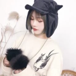 Nakiss New Arrivals Devil Doll Baseball Cap Faux Fur