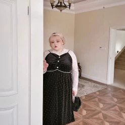 DAJUN Summer 2022 [Curve Beauty] My Queen Velvet Lace Vintage Dress