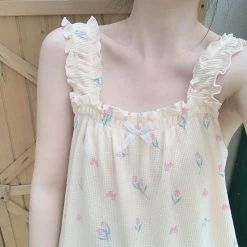 RIBERRY [Petite] Tulips And You Soft Lounge Wear Dress Pjs New Arrivals