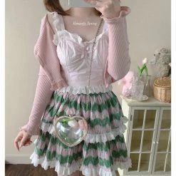 My Favorite 2022 New Arrivals [Basic] Strawberry Cheese Cake Lace Top