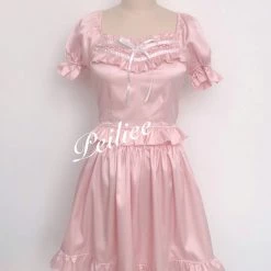 Peiliee Shop New Arrivals [Peiliee Design 5 Years Anniversary] Sakura Soft Satin Dress Set