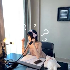 New Arrivals [Sweden Warehouse] Escaped Bunny In Peach Flower Garden Dress (designer Arilf)