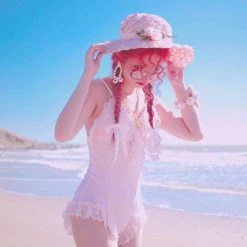 Le Flacon Vintage Babydoll Pearl Chain Swimsuit New Arrivals