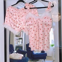 Peiliee Design [Mid Season SALE] Cherry Night Sleepwear Loungewear Set