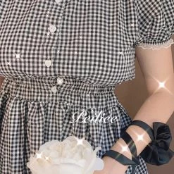Peiliee Shop New Arrivals [By Peiliee] Afternoon Tea At Tiffany Gingham Babydoll Mini Dress Lolita 1997 Style