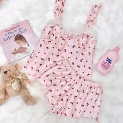 Peiliee Design [Mid Season SALE] Cherry Night Sleepwear Loungewear Set