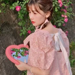 Rose Candy Rose Love Baby Doll Puff Sleeves Dress